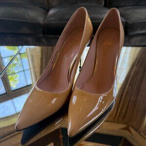 Stuart Weitzman Nude Pumps with Gold Stiletto